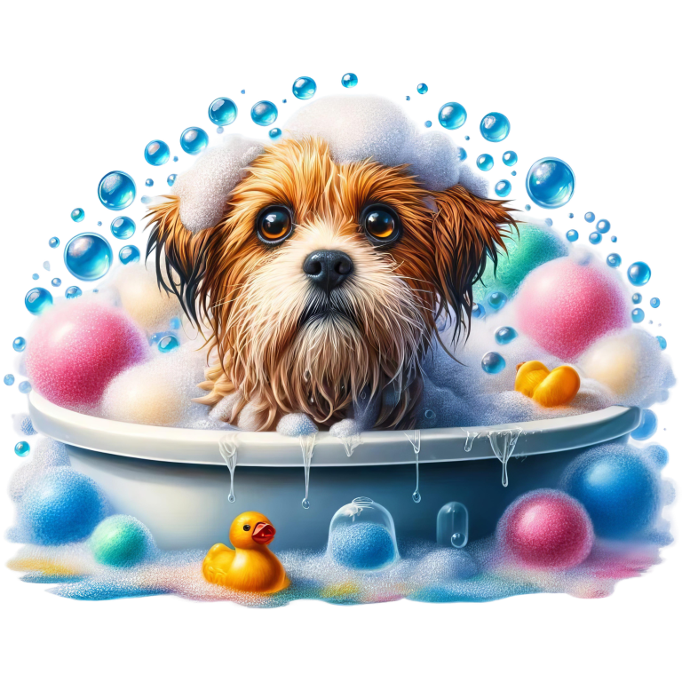 Brown Dog Bubble Bath Tub Vinyl Sticker Decal