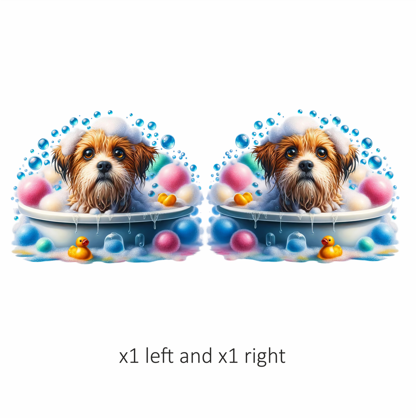 Brown Dog Bubble Bath Tub Vinyl Sticker Decal