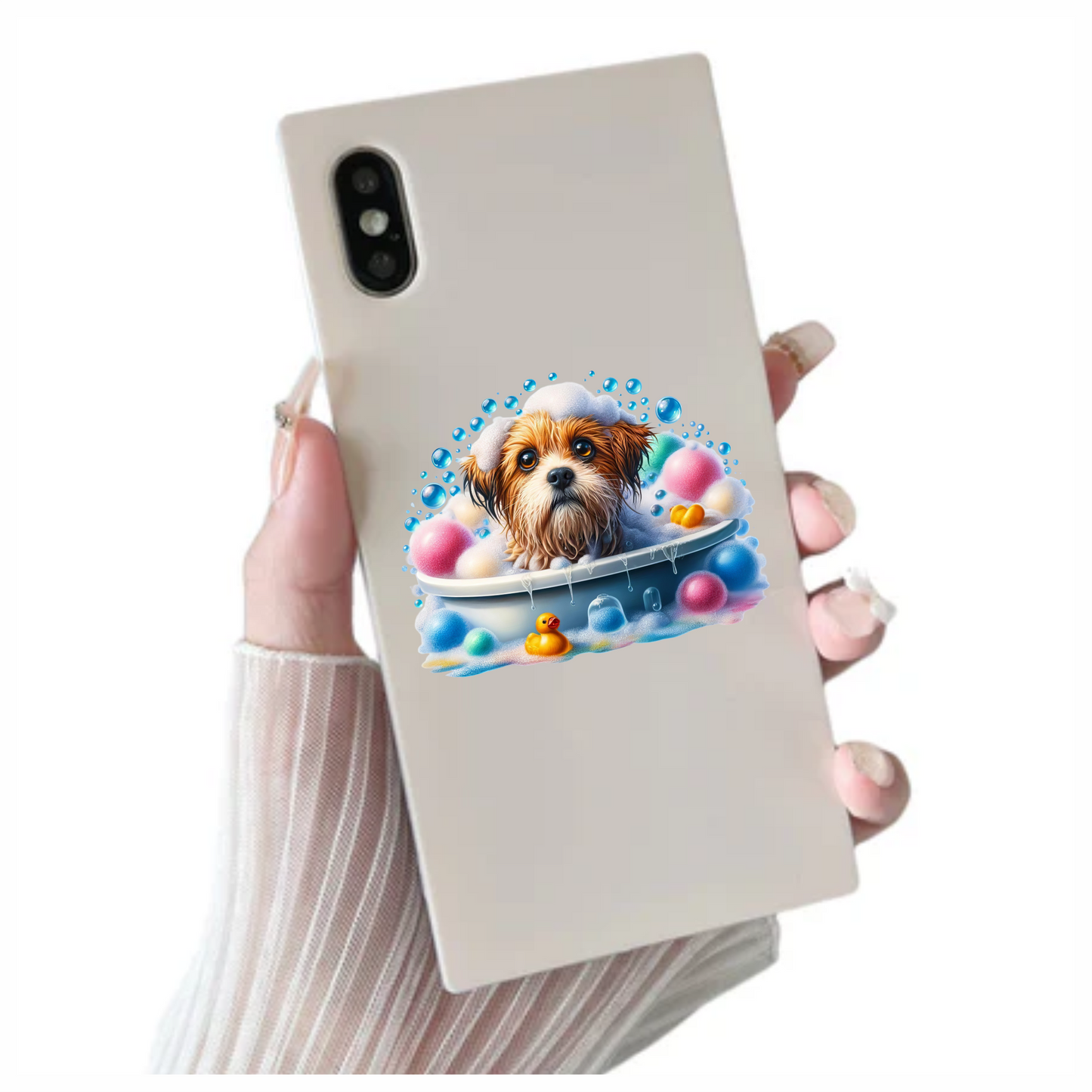 Brown Dog Bubble Bath Tub Vinyl Sticker Decal