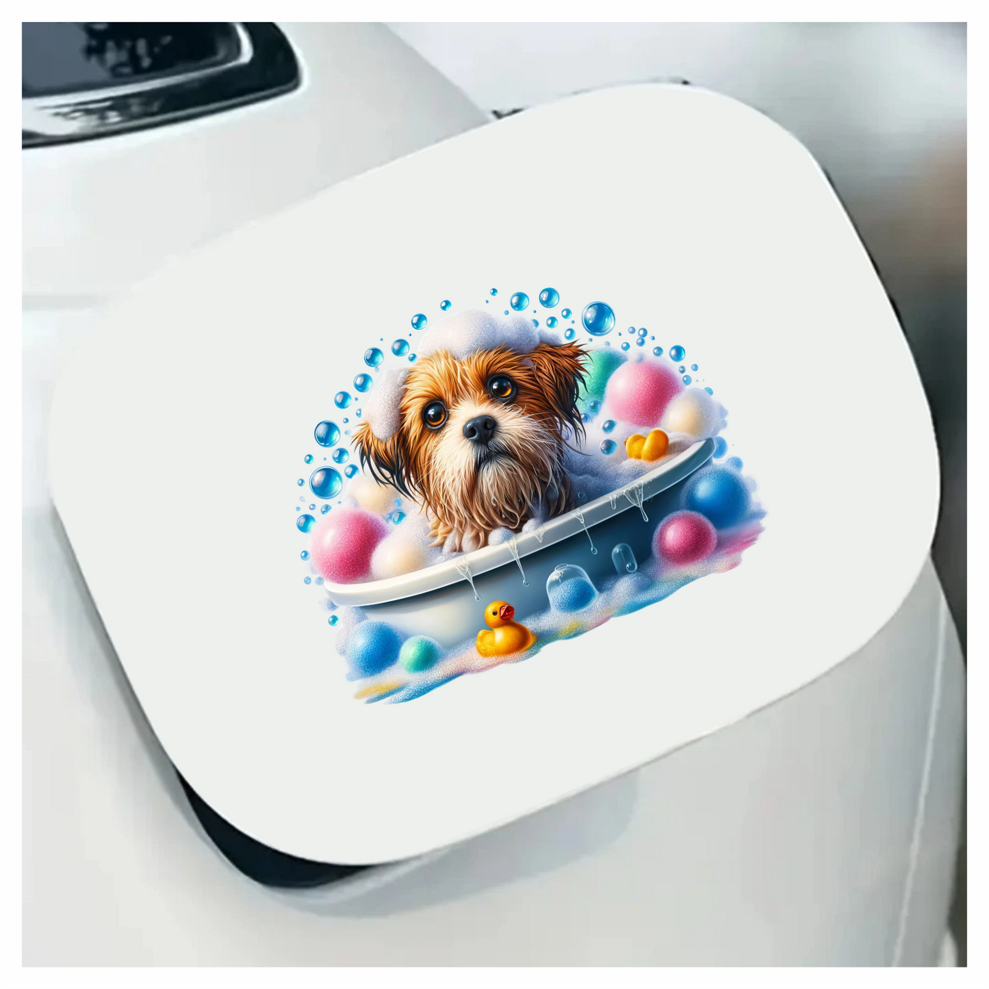 Brown Dog Bubble Bath Tub Vinyl Sticker Decal
