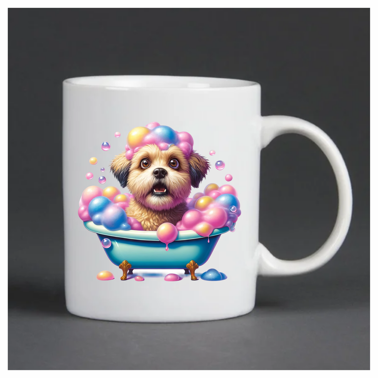 Brown Dog Bubble Bath Blue Tub Vinyl Sticker Decal