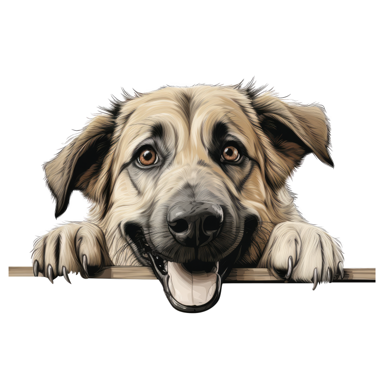 Tan Dog Happy Face Drawing Vinyl Sticker Decal