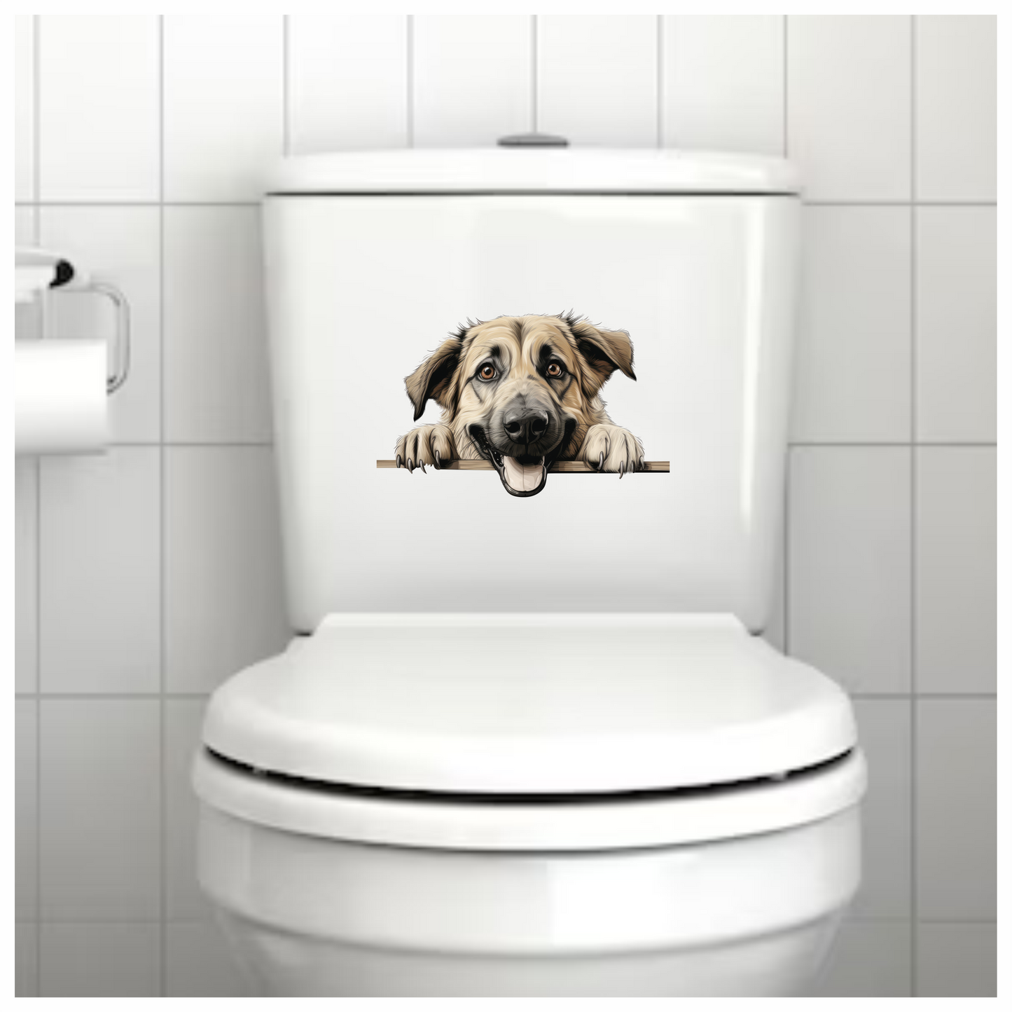 Tan Dog Happy Face Drawing Vinyl Sticker Decal