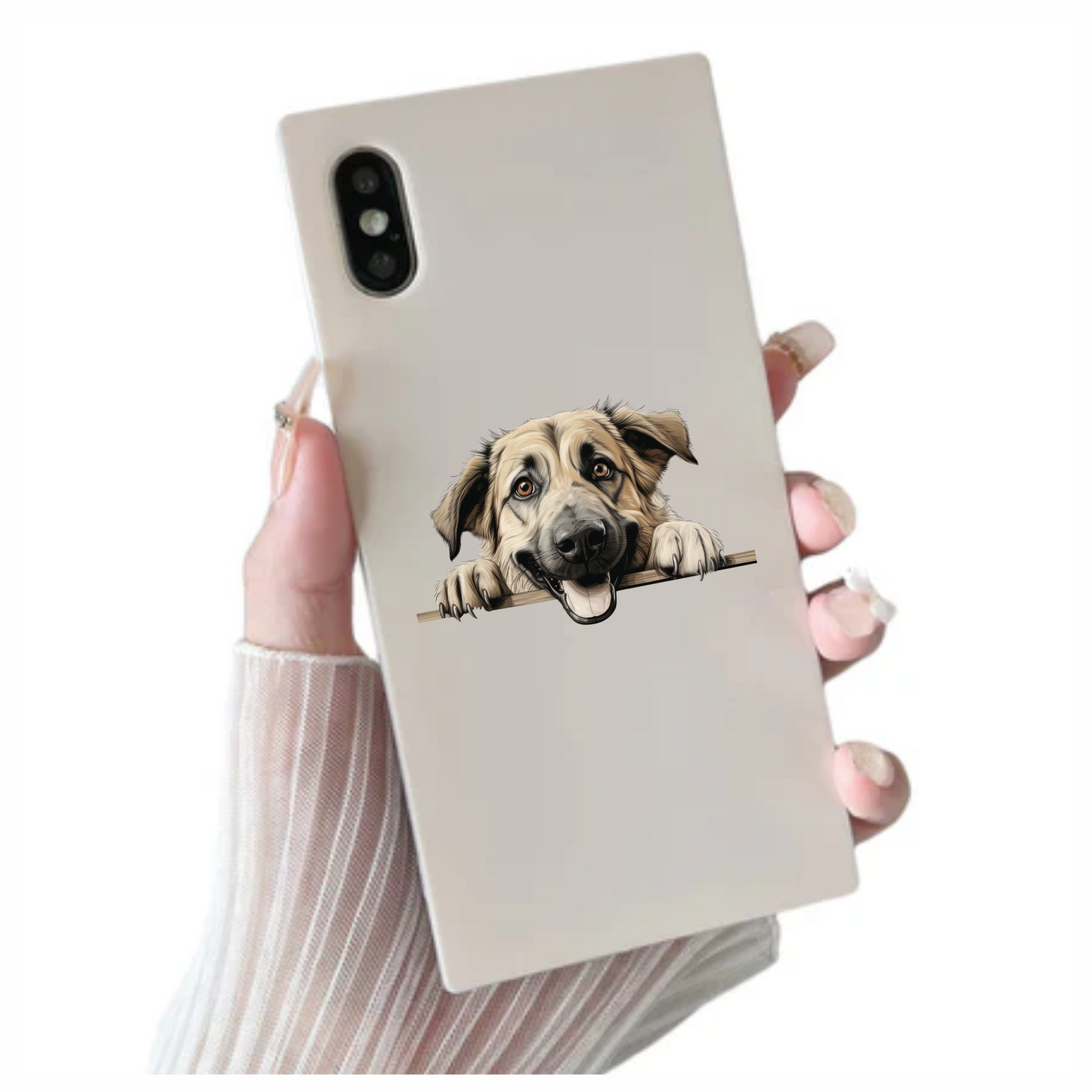 Tan Dog Happy Face Drawing Vinyl Sticker Decal