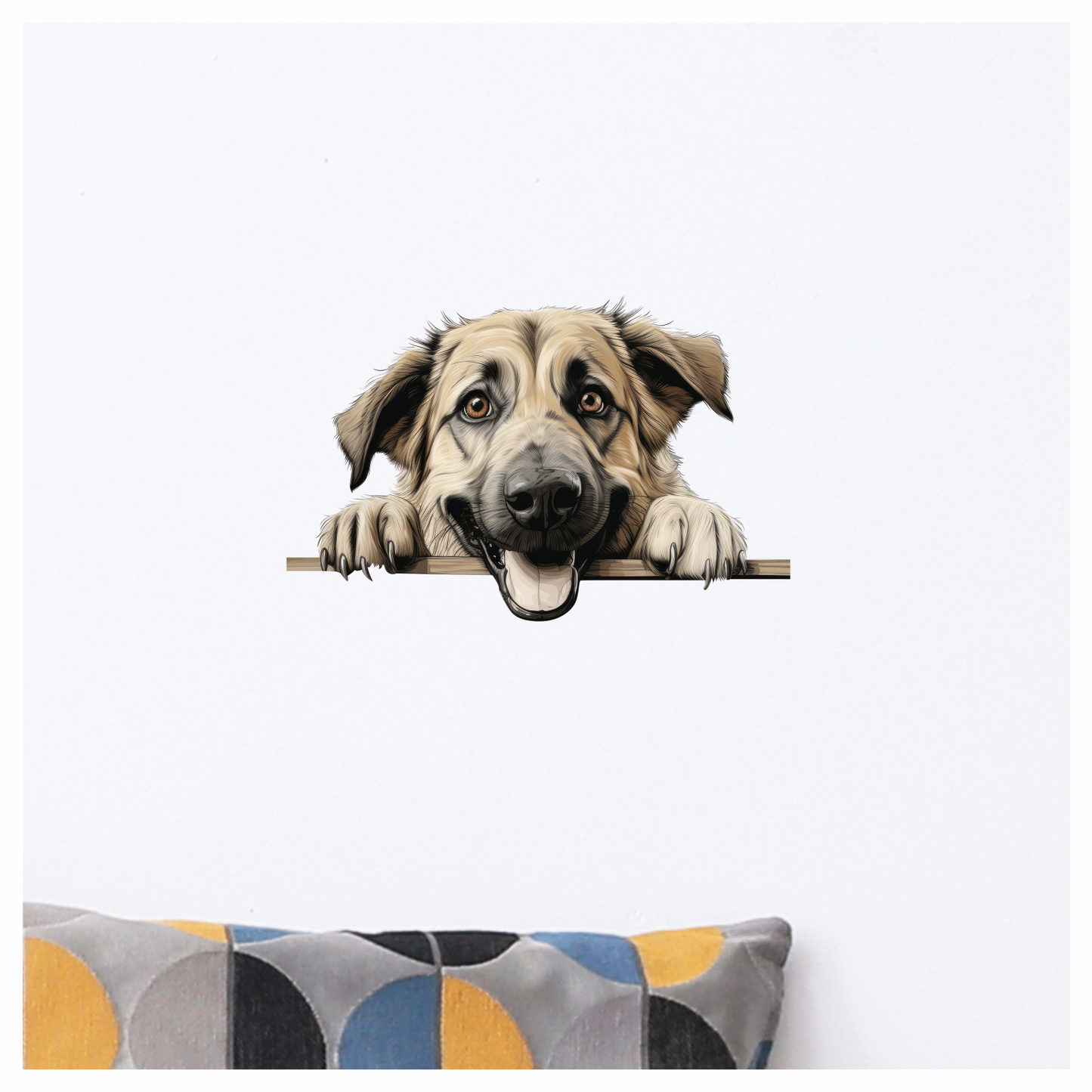 Tan Dog Happy Face Drawing Vinyl Sticker Decal