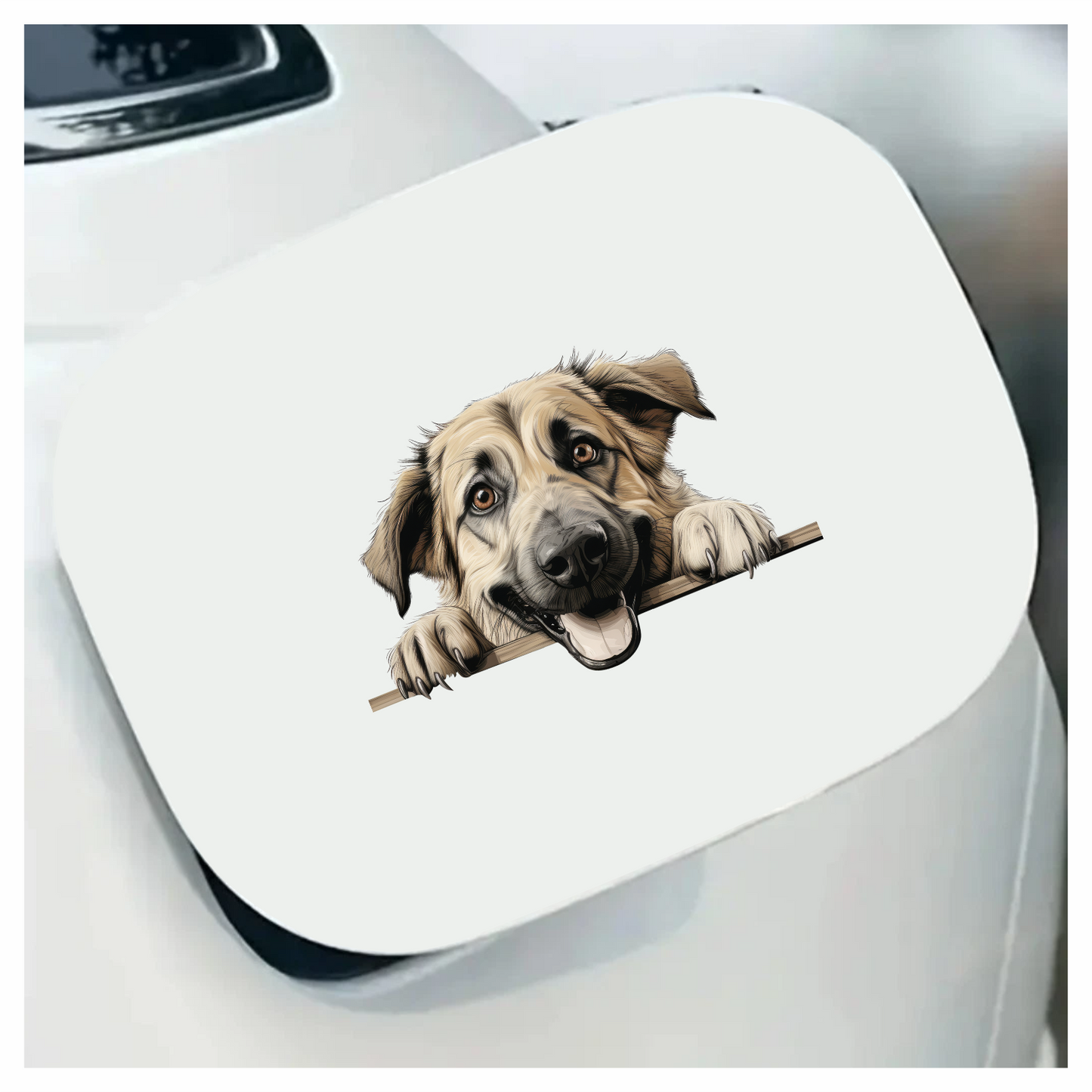 Tan Dog Happy Face Drawing Vinyl Sticker Decal