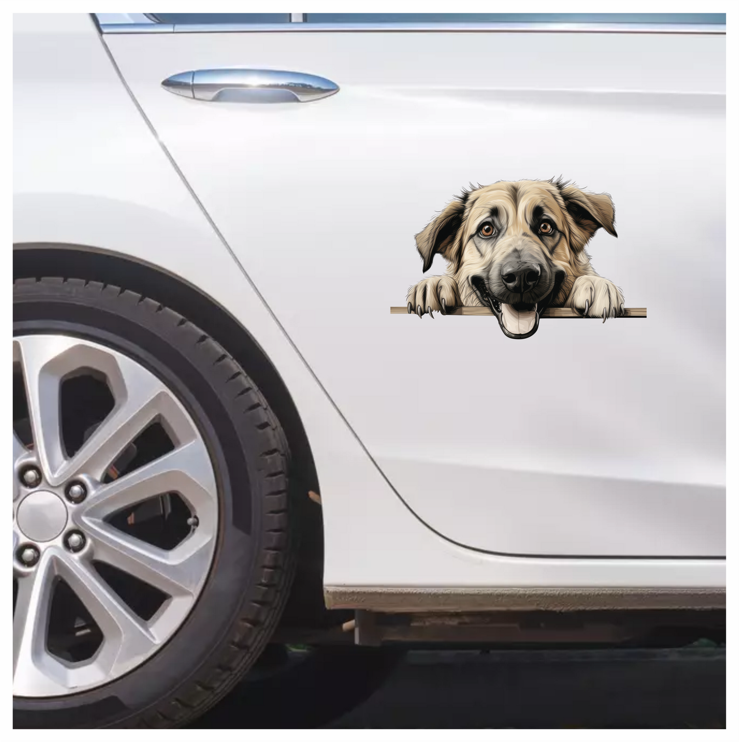 Tan Dog Happy Face Drawing Vinyl Sticker Decal