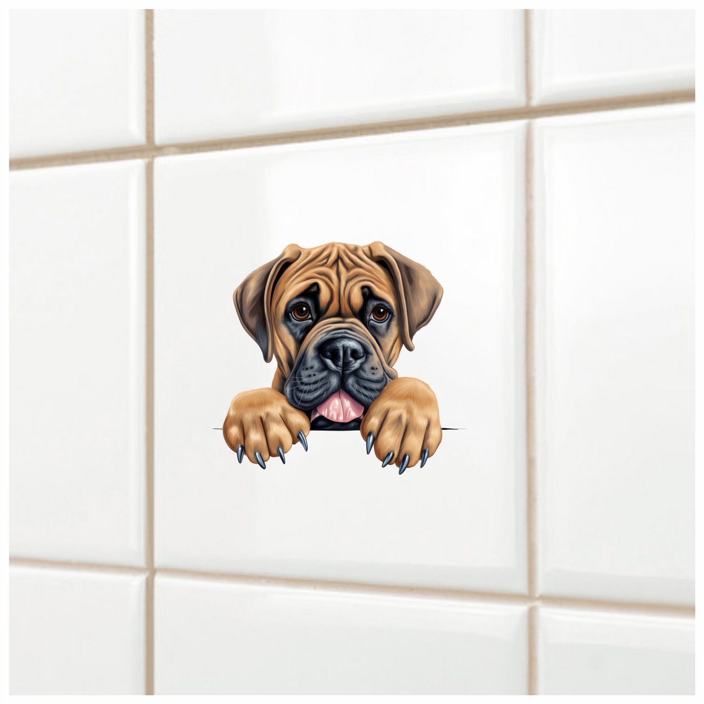 White Helmet Dog Bulldog Back Vinyl Sticker Decal