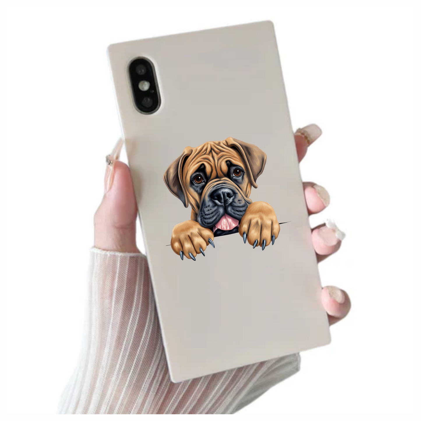 White Helmet Dog Bulldog Back Vinyl Sticker Decal