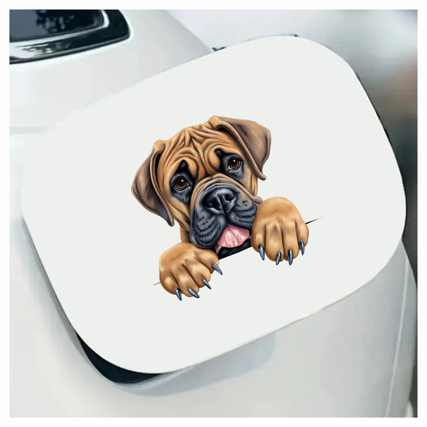 White Helmet Dog Bulldog Back Vinyl Sticker Decal