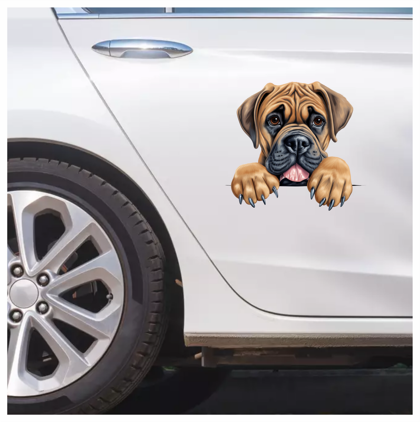 White Helmet Dog Bulldog Back Vinyl Sticker Decal