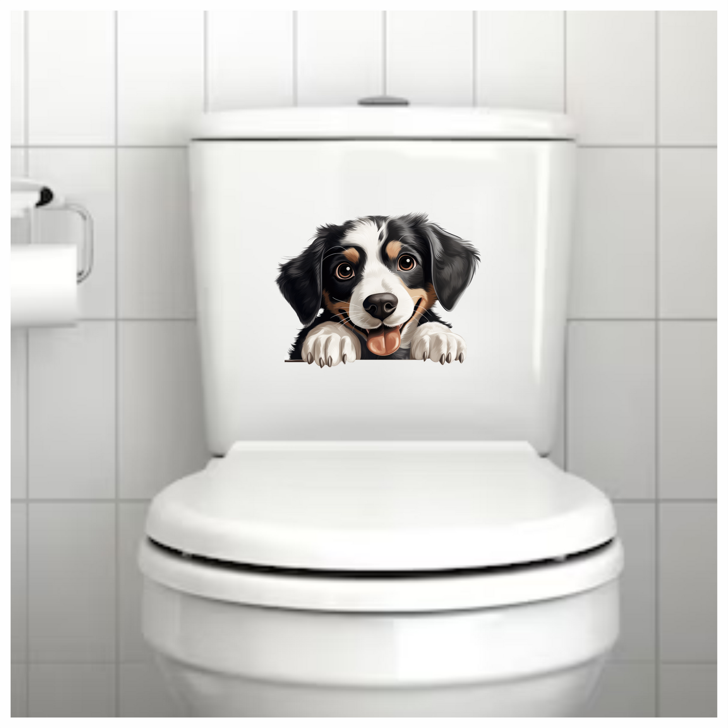 Black White Dog Puppy Cartoon Vinyl Sticker Decal