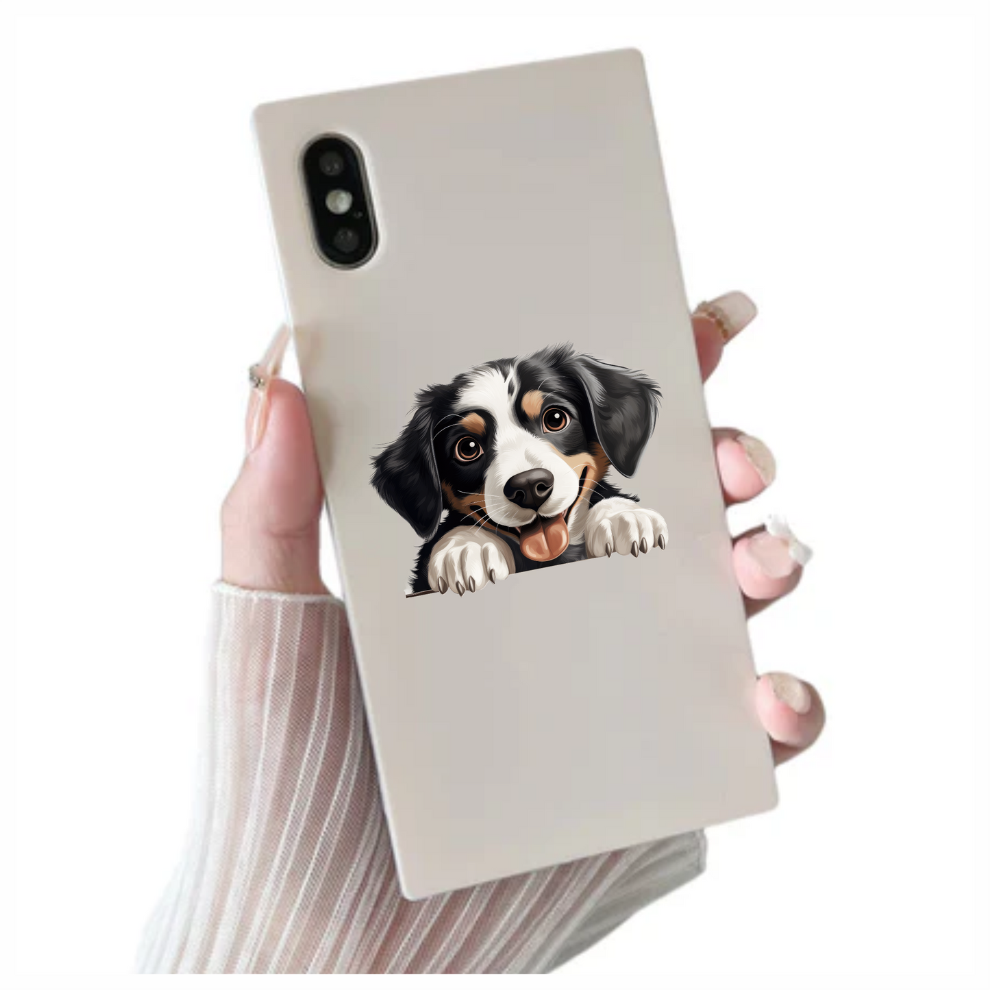 Black White Dog Puppy Cartoon Vinyl Sticker Decal