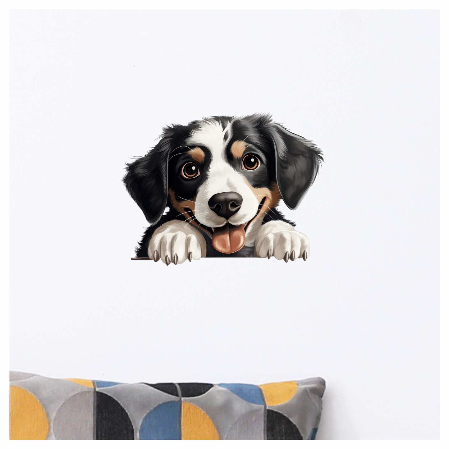 Black White Dog Puppy Cartoon Vinyl Sticker Decal
