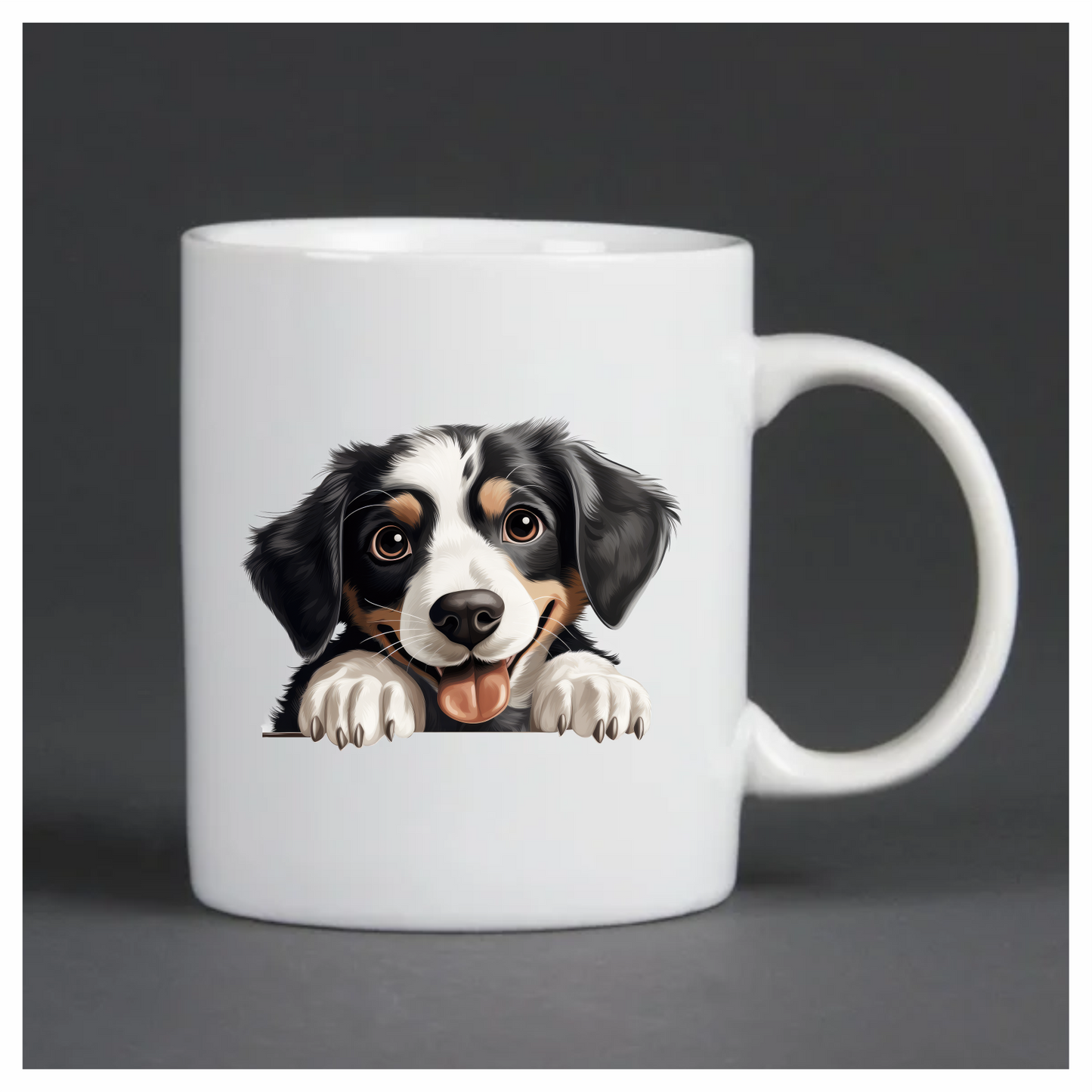 Black White Dog Puppy Cartoon Vinyl Sticker Decal