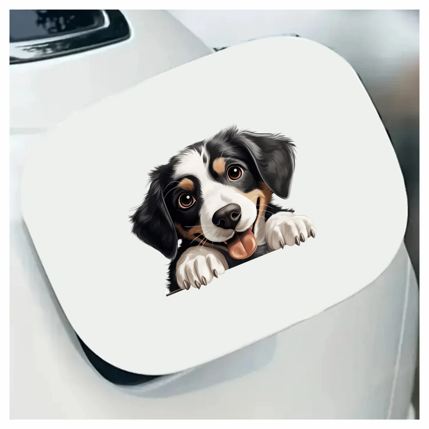 Black White Dog Puppy Cartoon Vinyl Sticker Decal
