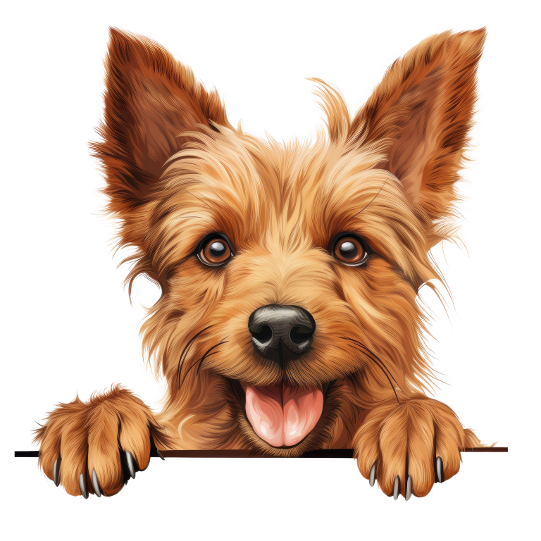 Brown Yorkie Dog Happy Face Vinyl Sticker Decal