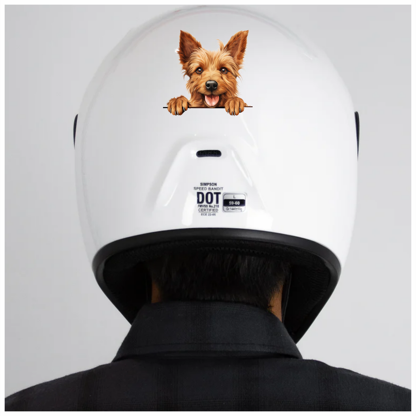 Brown Yorkie Dog Happy Face Vinyl Sticker Decal