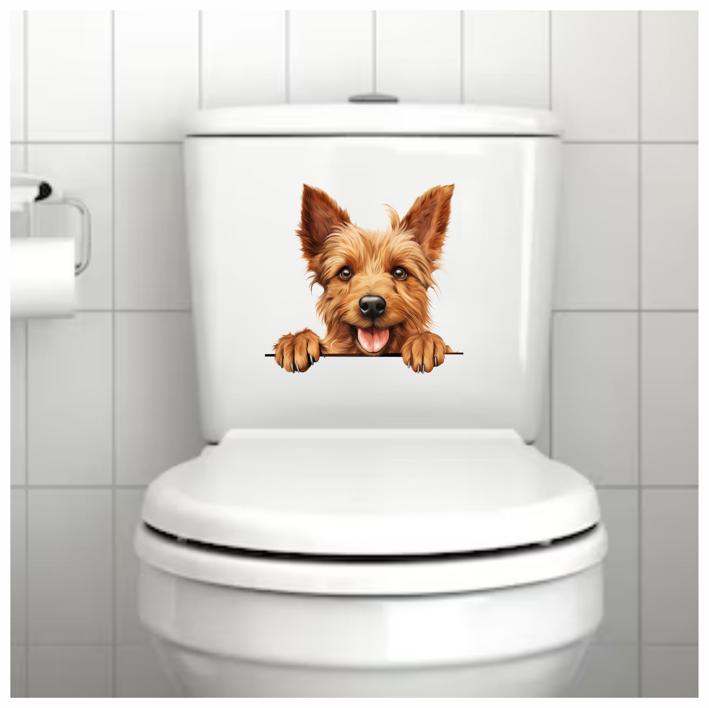 Brown Yorkie Dog Happy Face Vinyl Sticker Decal