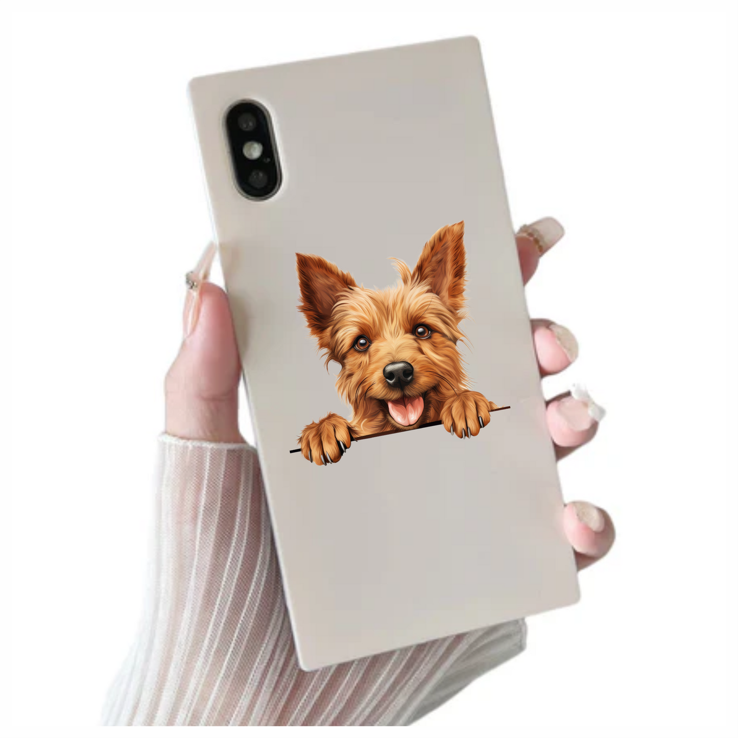 Brown Yorkie Dog Happy Face Vinyl Sticker Decal
