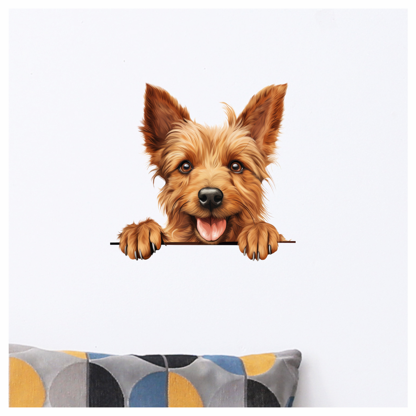 Brown Yorkie Dog Happy Face Vinyl Sticker Decal