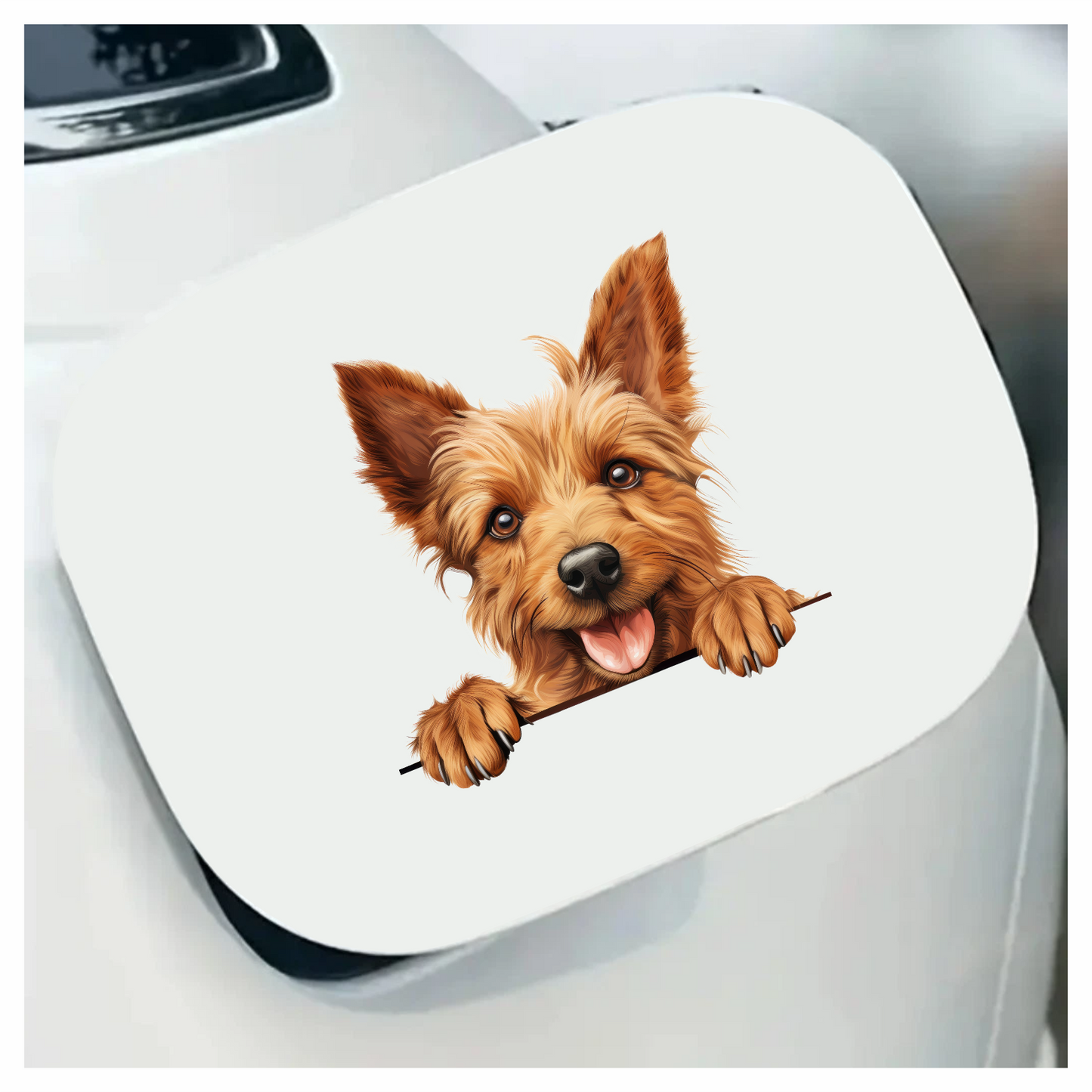 Brown Yorkie Dog Happy Face Vinyl Sticker Decal