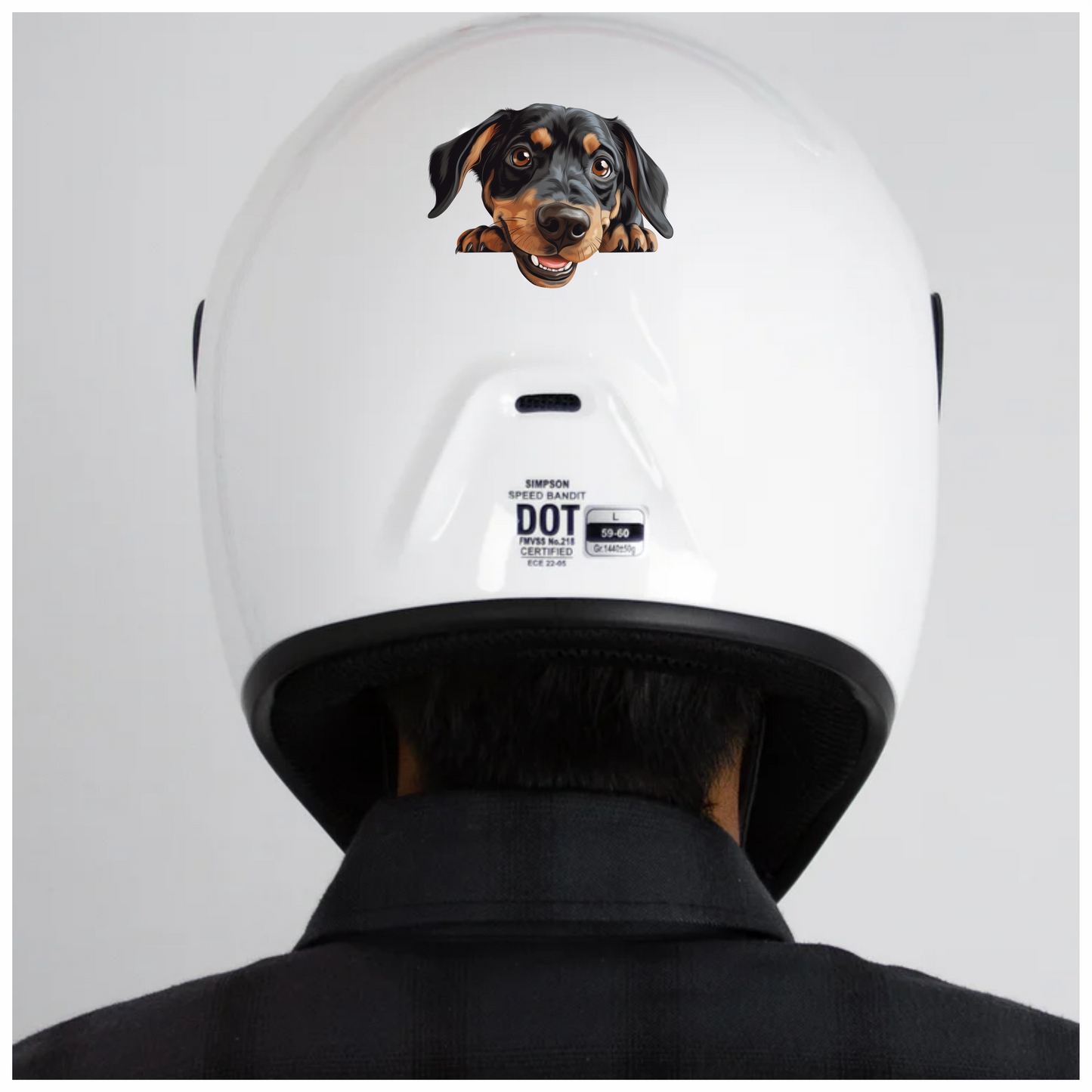 Black Brown Dog Dachshund Happy Face Vinyl Sticker Decal