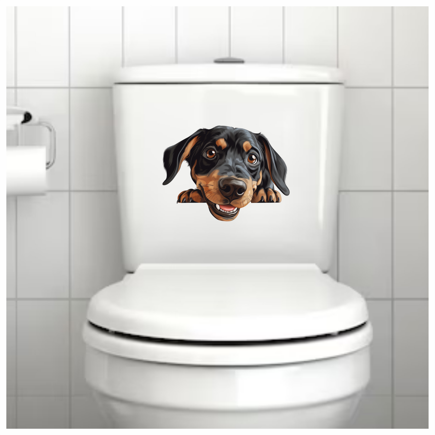 Black Brown Dog Dachshund Happy Face Vinyl Sticker Decal
