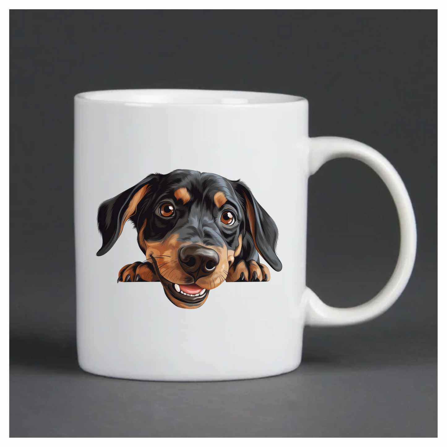 Black Brown Dog Dachshund Happy Face Vinyl Sticker Decal