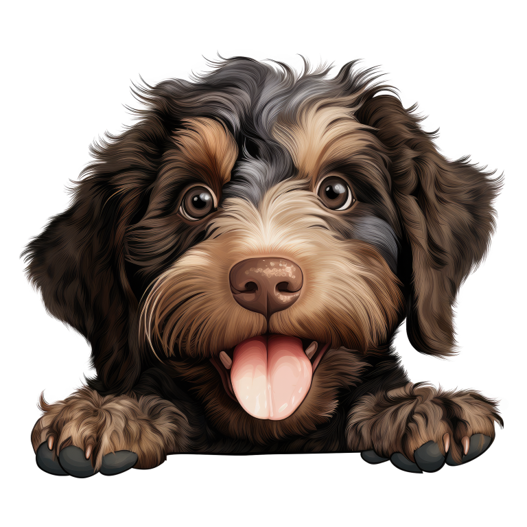 Brown Black Dog Puppy Cartoon Vinyl Sticker Decal