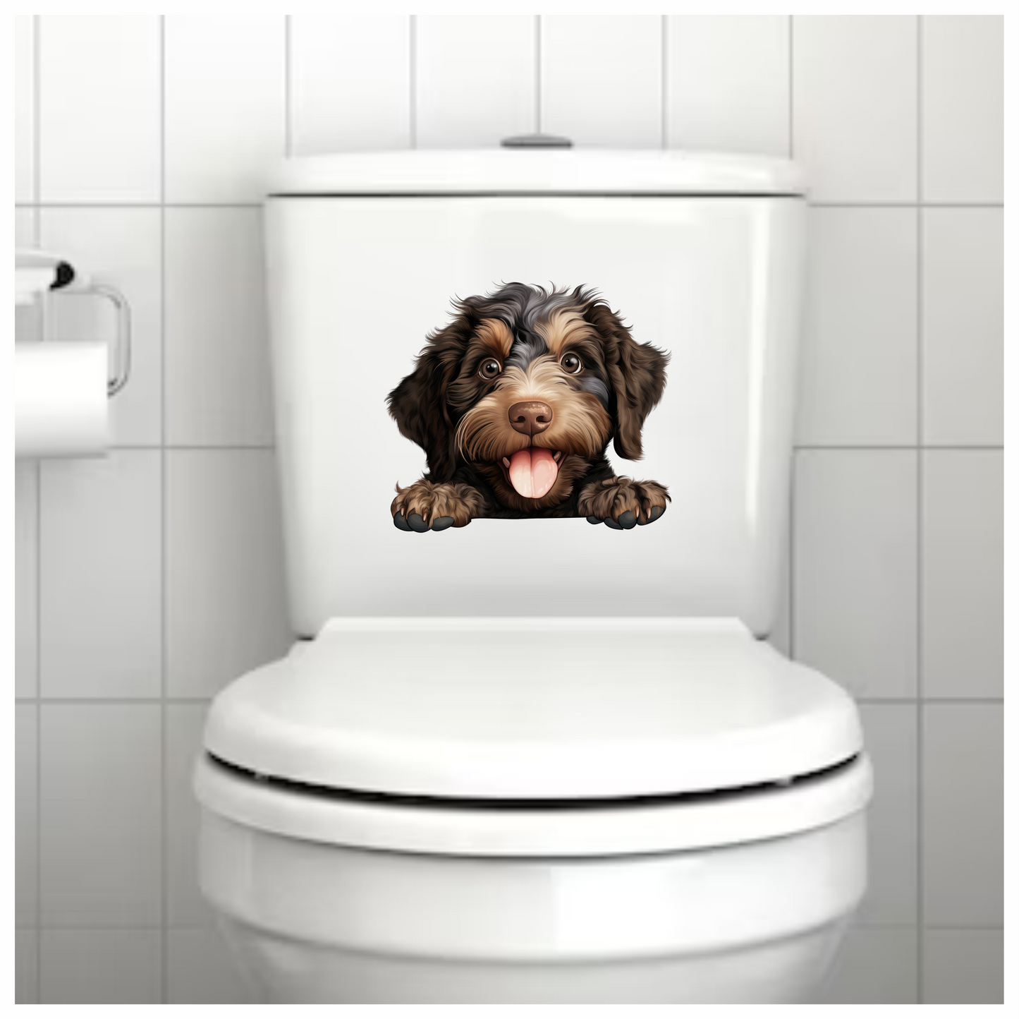 Brown Black Dog Puppy Cartoon Vinyl Sticker Decal