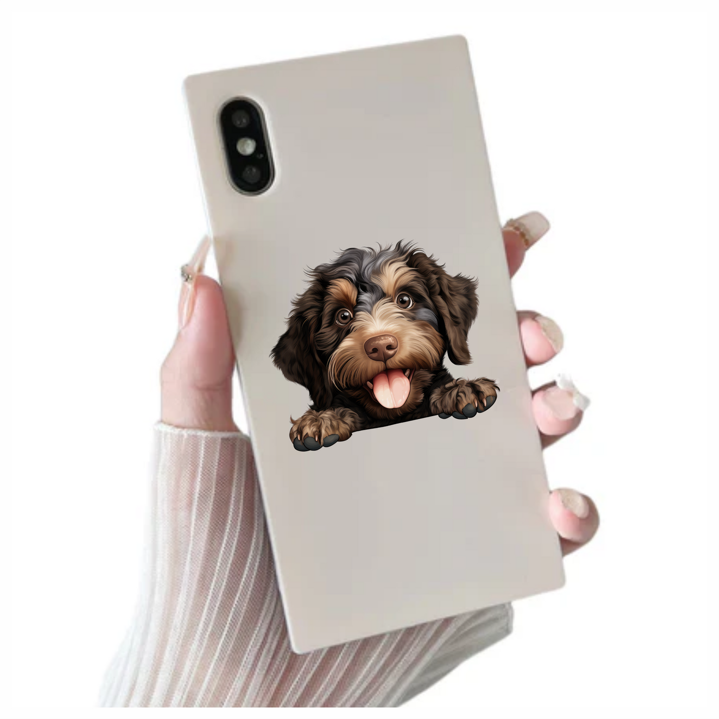 Brown Black Dog Puppy Cartoon Vinyl Sticker Decal