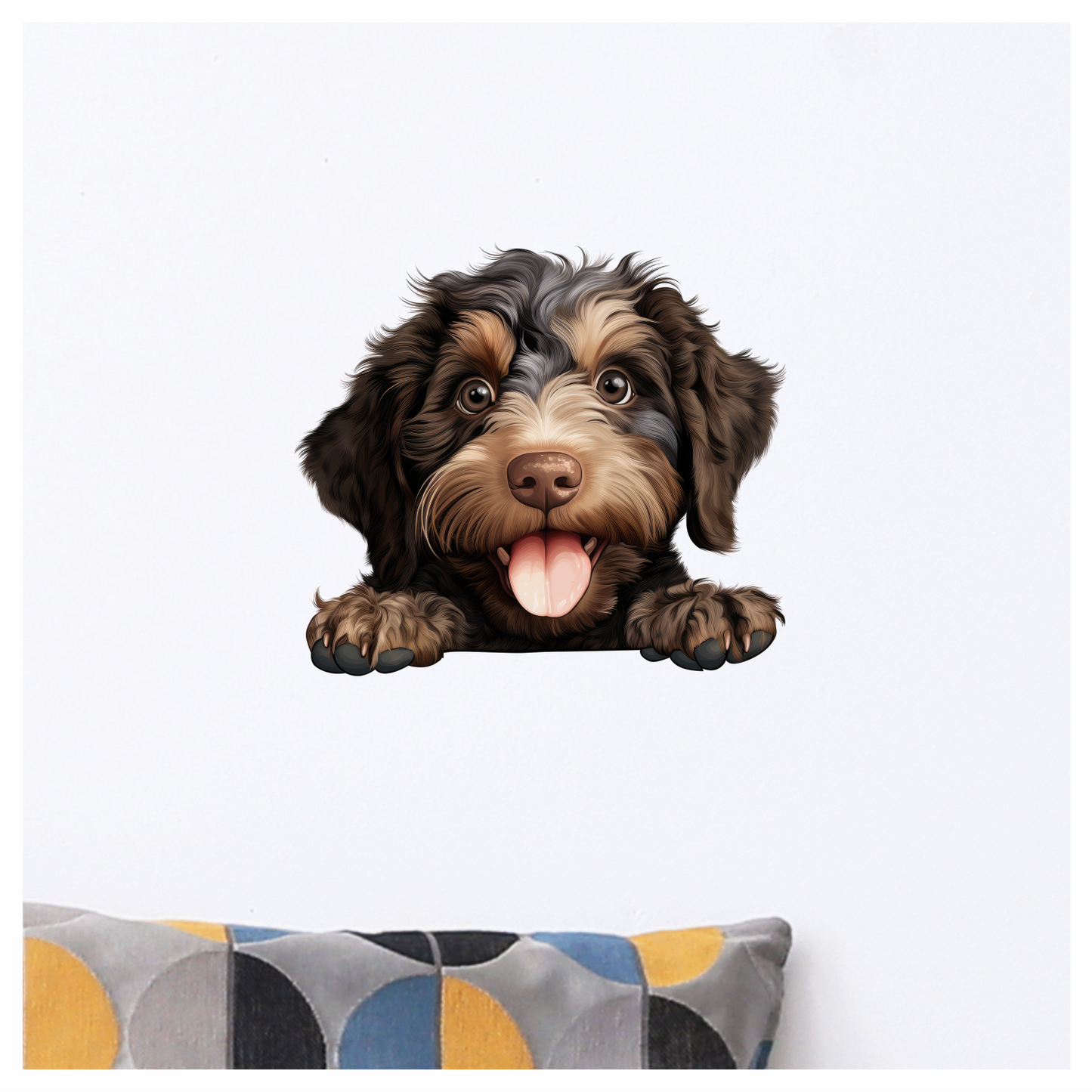Brown Black Dog Puppy Cartoon Vinyl Sticker Decal