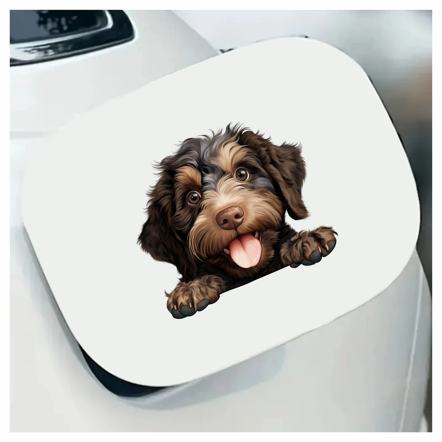 Brown Black Dog Puppy Cartoon Vinyl Sticker Decal