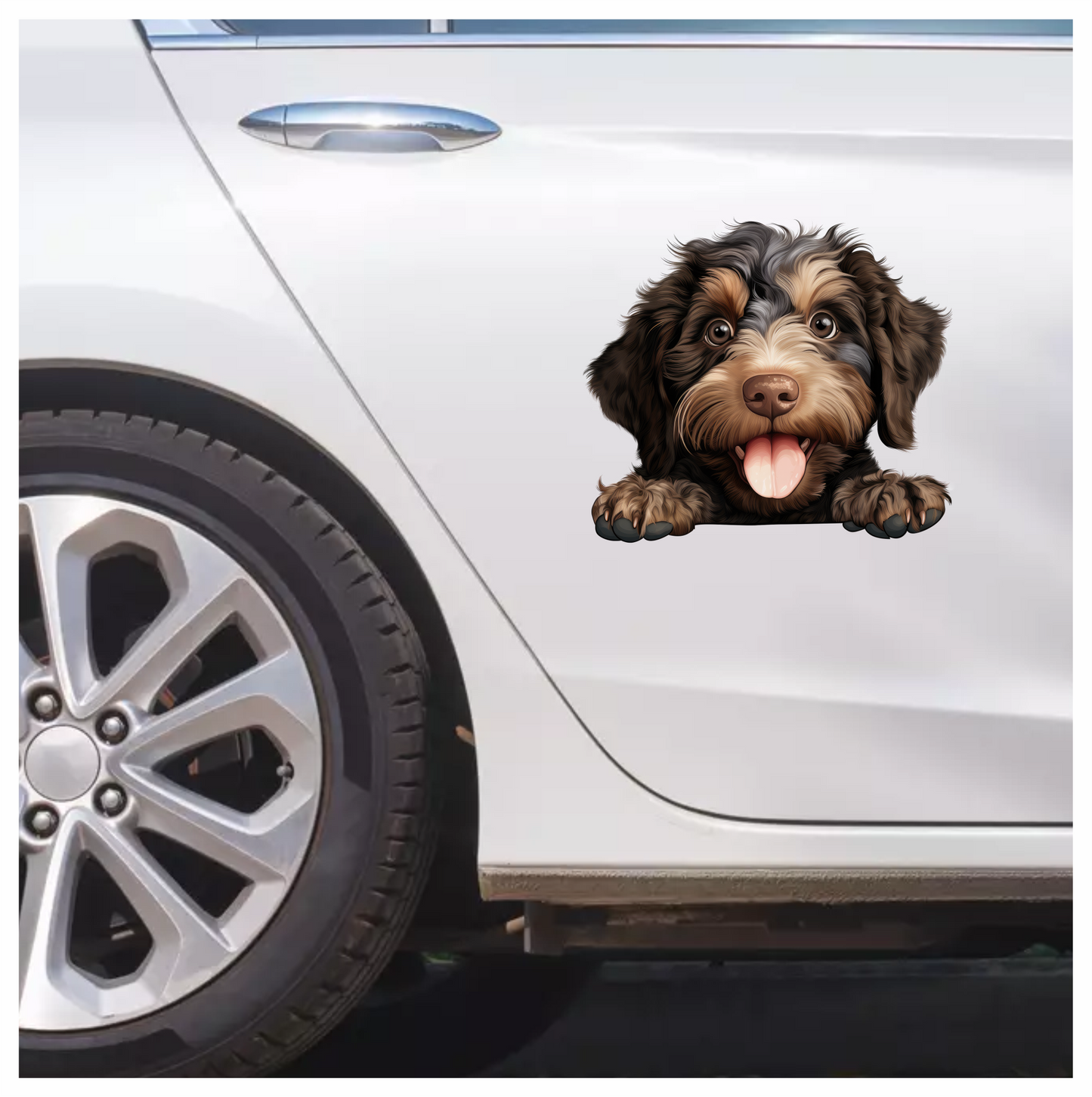 Brown Black Dog Puppy Cartoon Vinyl Sticker Decal