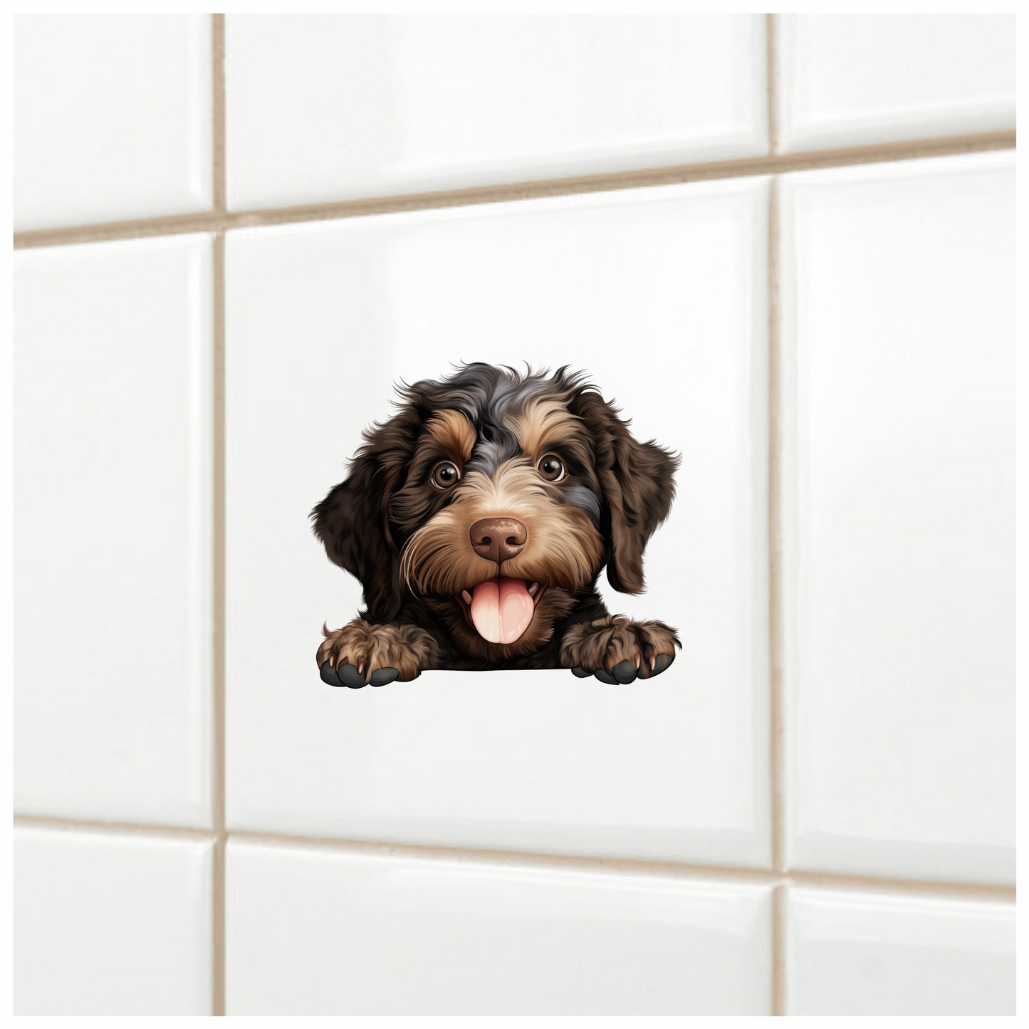 Brown Black Dog Puppy Cartoon Vinyl Sticker Decal