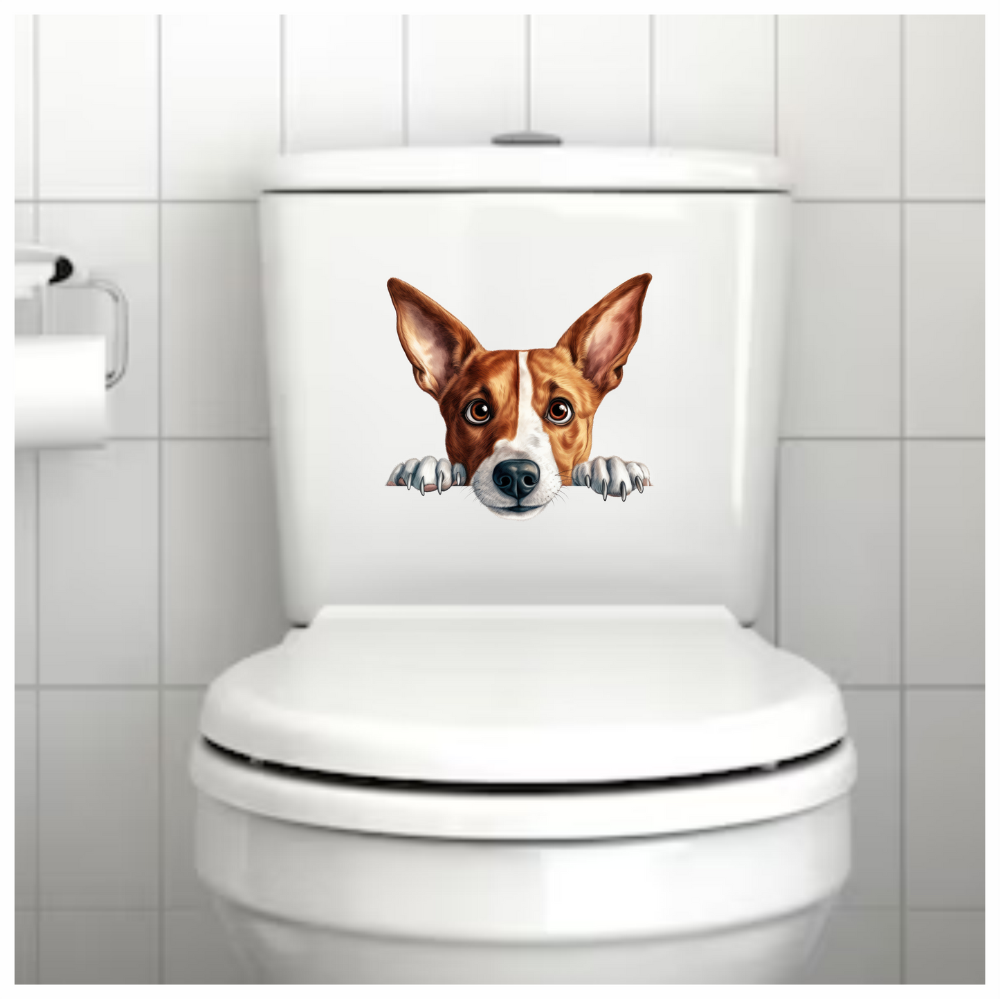 Brown White Dog Terrier Face Vinyl Sticker Decal