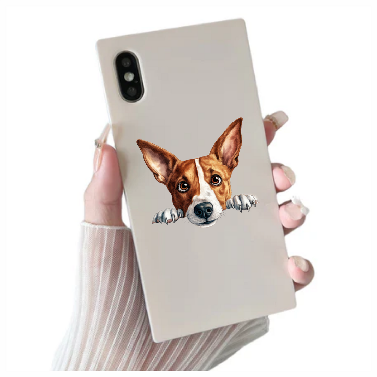 Brown White Dog Terrier Face Vinyl Sticker Decal