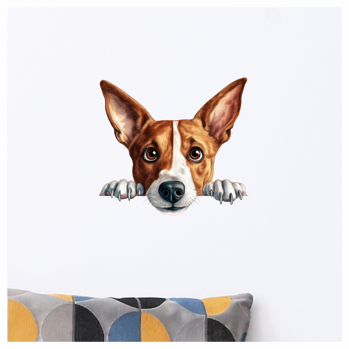 Brown White Dog Terrier Face Vinyl Sticker Decal