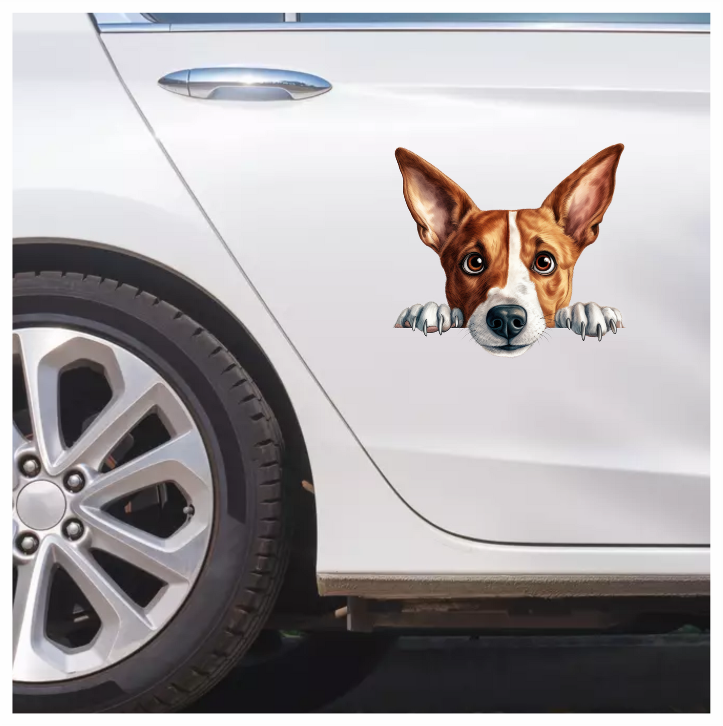 Brown White Dog Terrier Face Vinyl Sticker Decal