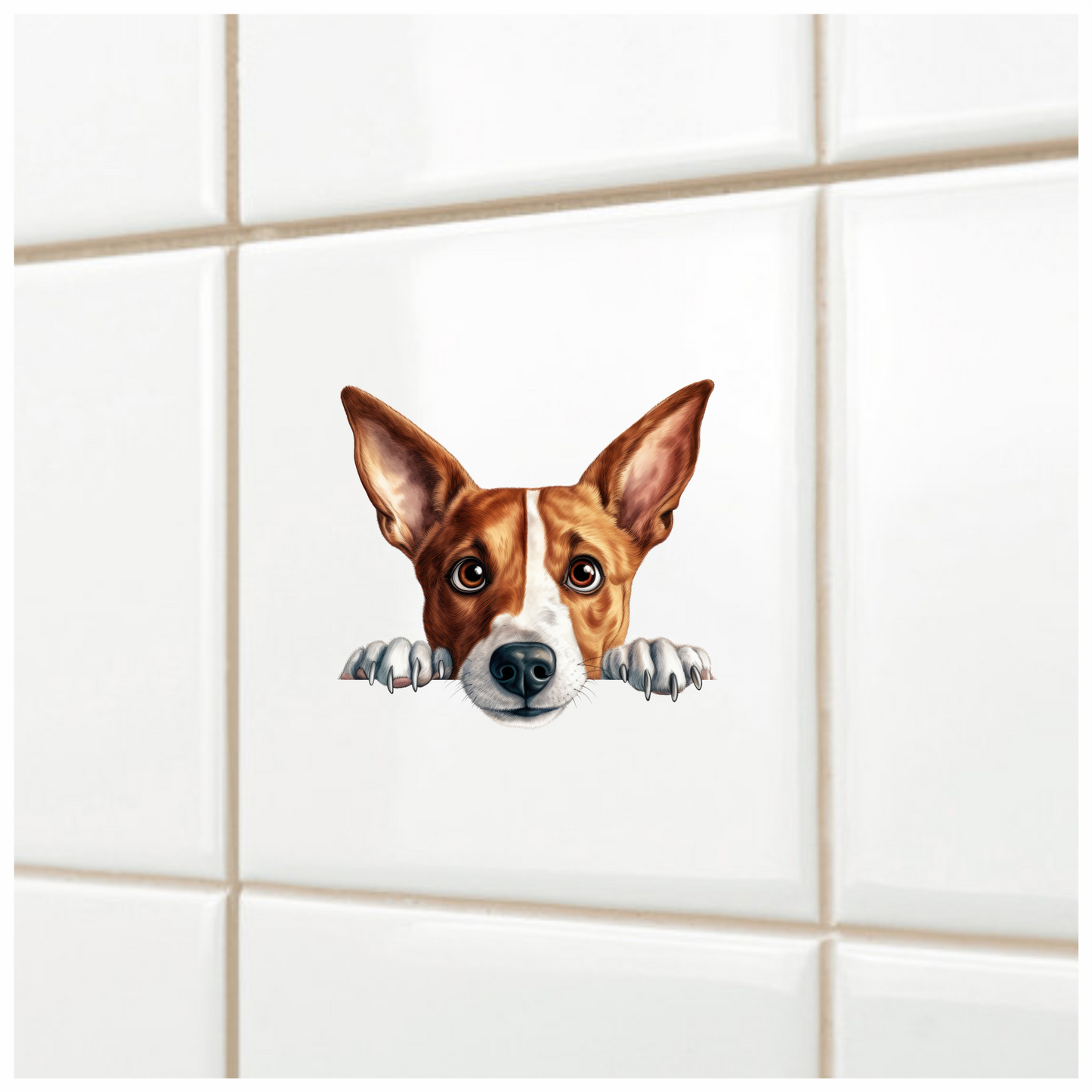 Brown White Dog Terrier Face Vinyl Sticker Decal