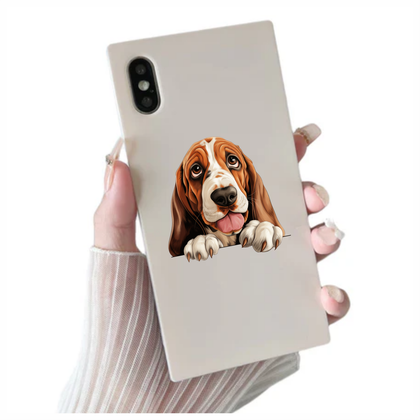 Brown Dog Basset Hound Cute Vinyl Sticker Decal