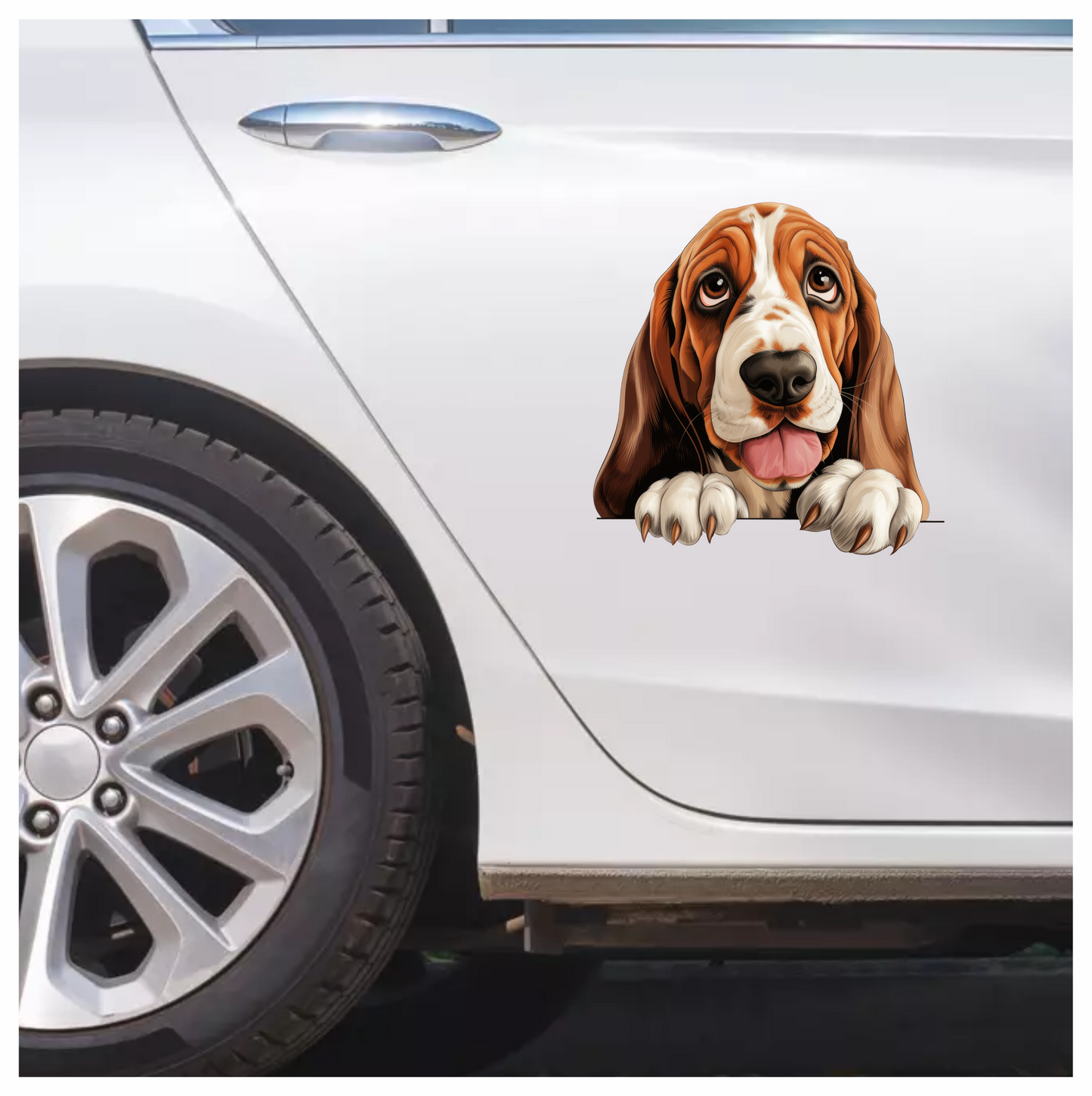 Brown Dog Basset Hound Cute Vinyl Sticker Decal