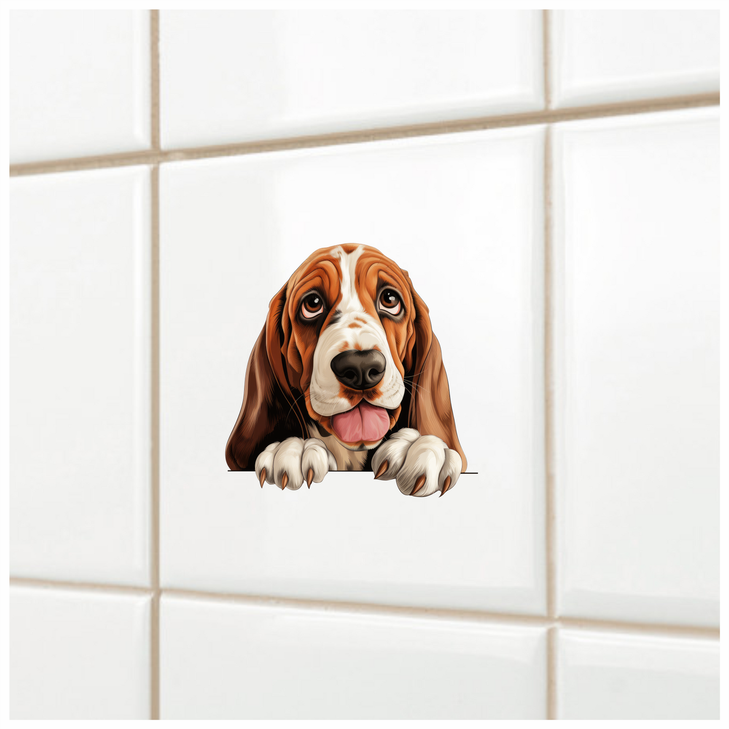 Brown Dog Basset Hound Cute Vinyl Sticker Decal