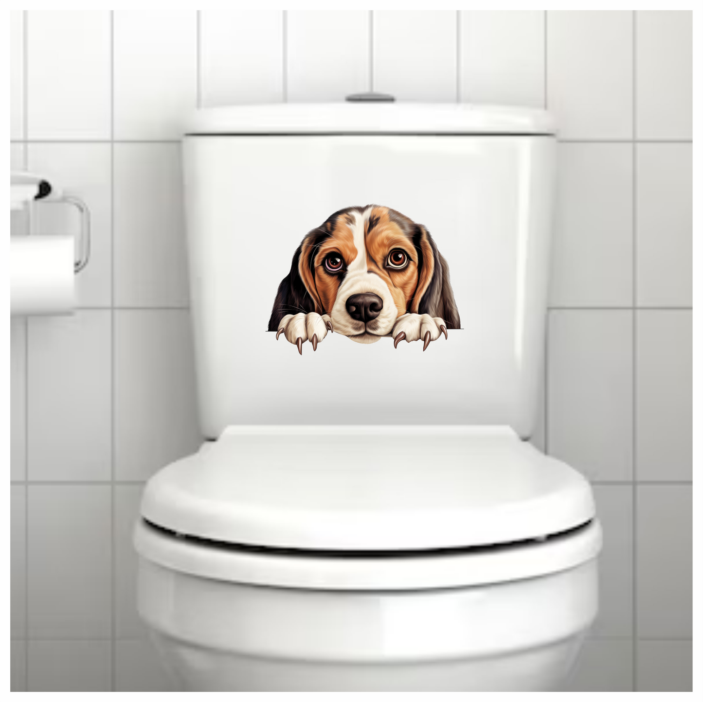 Brown White Beagle Dog Face Vinyl Sticker Decal
