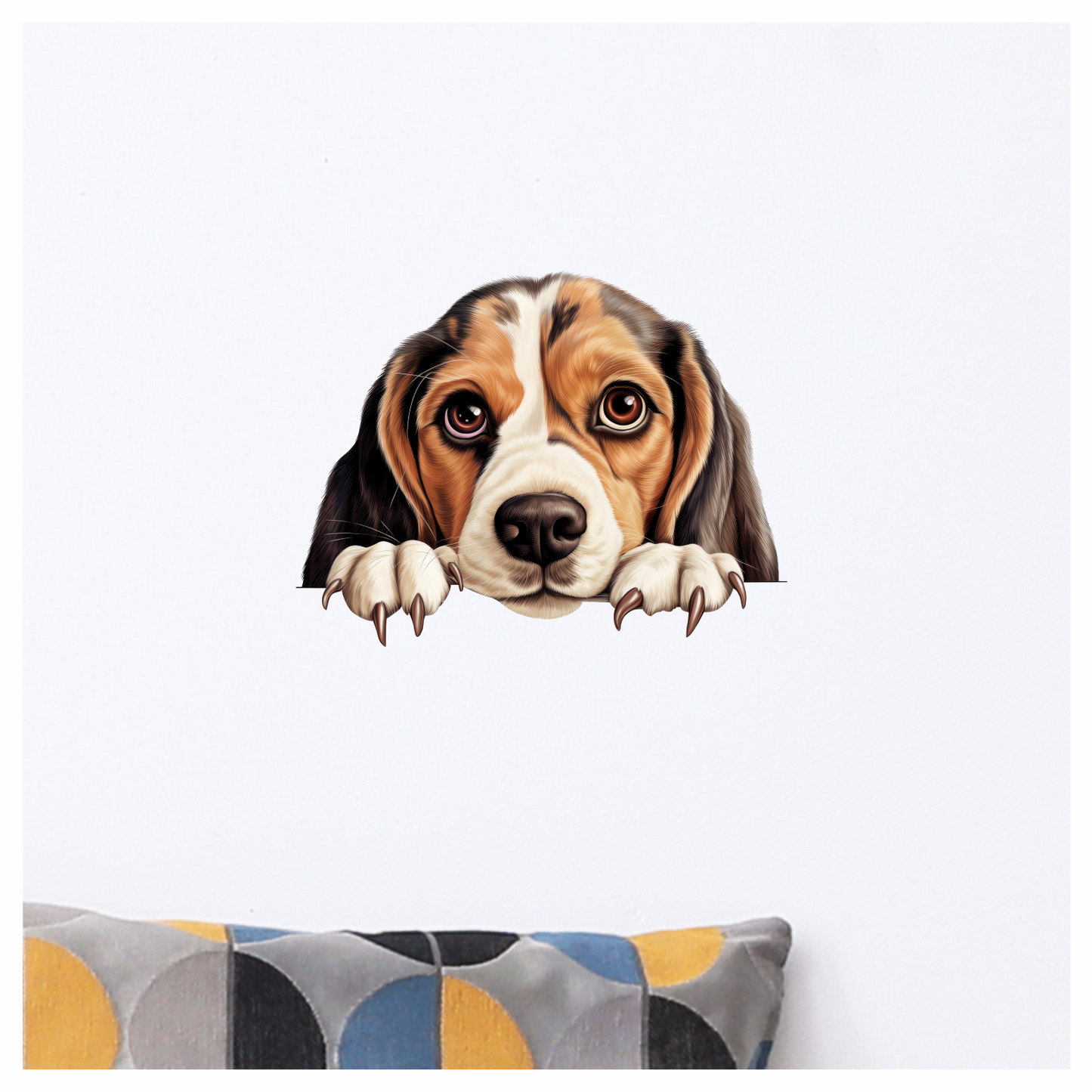 Brown White Beagle Dog Face Vinyl Sticker Decal