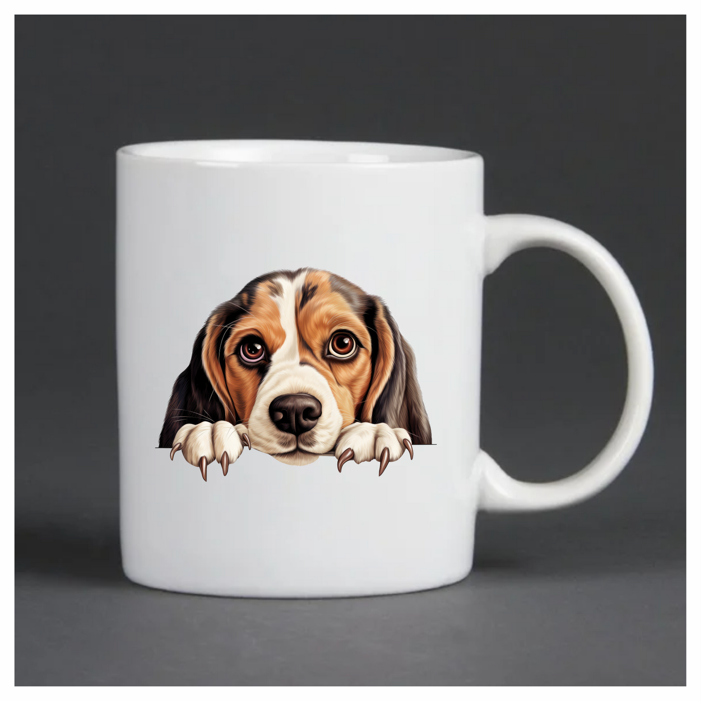 Brown White Beagle Dog Face Vinyl Sticker Decal