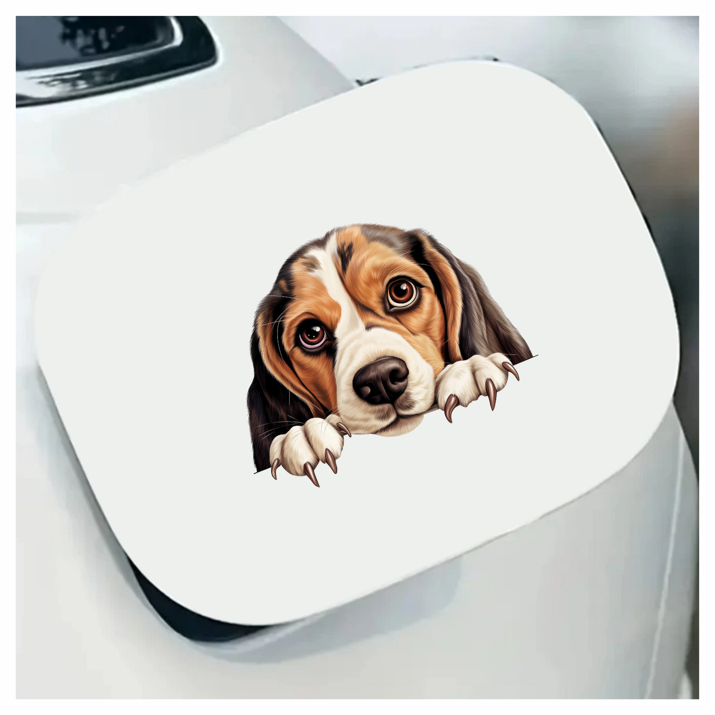Brown White Beagle Dog Face Vinyl Sticker Decal