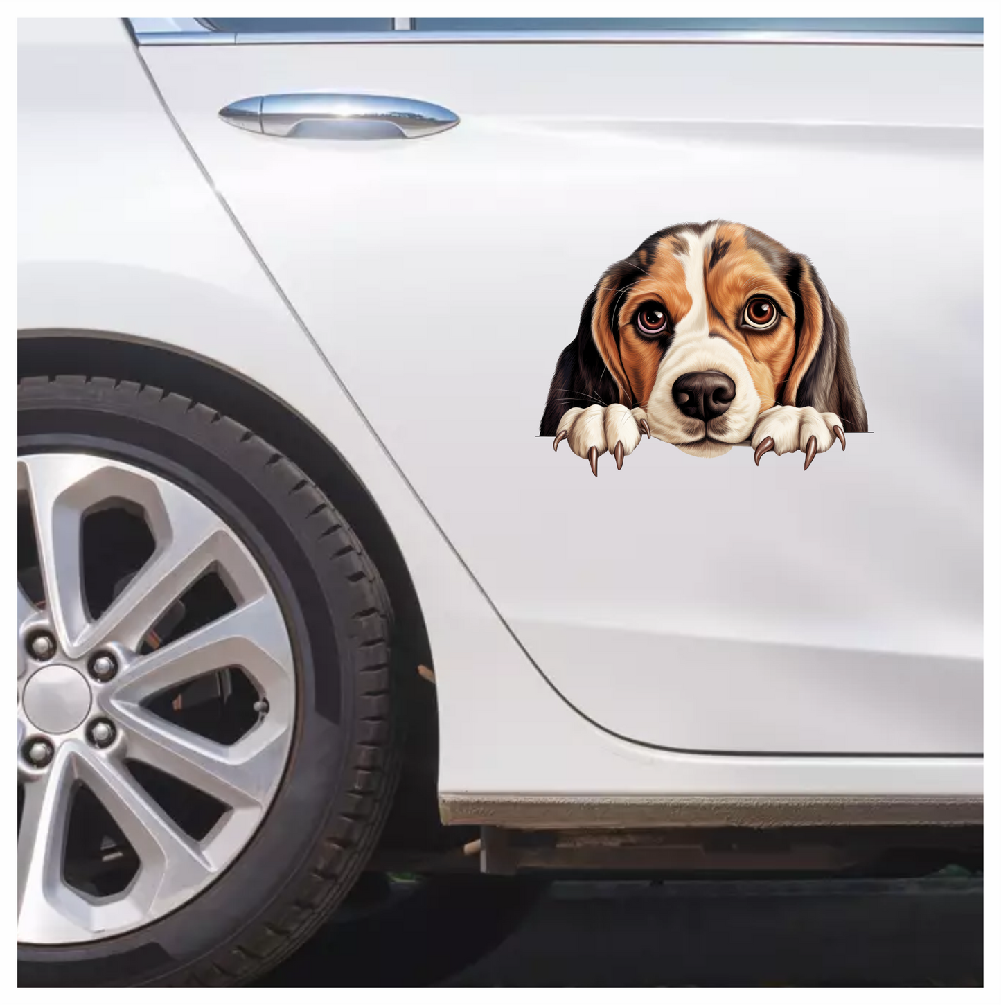 Brown White Beagle Dog Face Vinyl Sticker Decal
