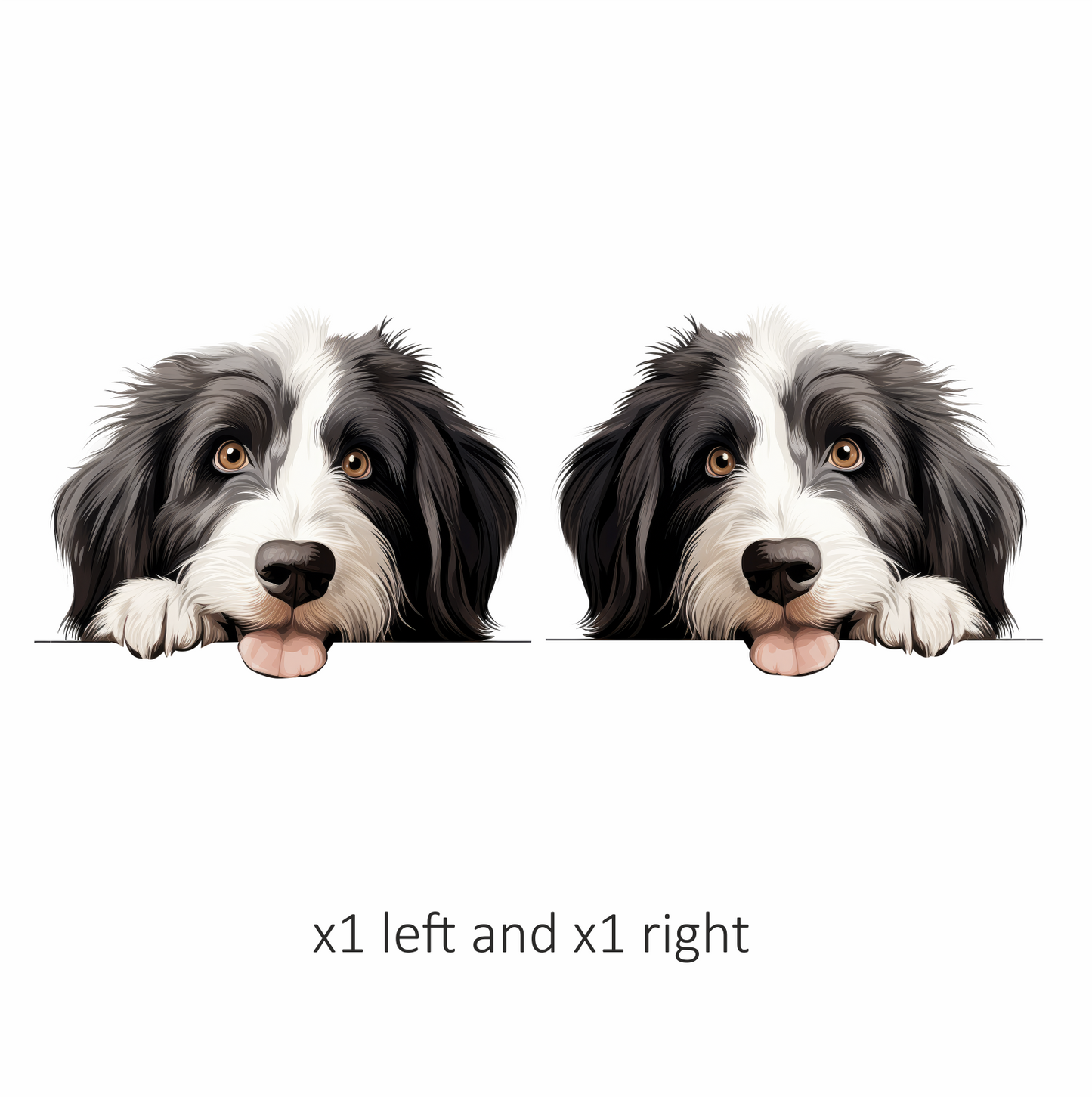 Black White Dog Bearded Collie Vinyl Sticker Decal